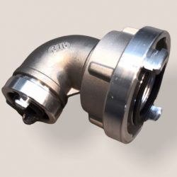 Winkelst?ck 90?, Pump&Roll C-D
Winkelst?ck um die Schlauchf?hrung beim Pump an Roll zu erleichtern.
Storz-C DIN Kupplung drehbar, Storz-D Festkupplung, Rohrbogen aus 316er Edelstahl
Robust und rostfrei, wird fertig eingedichtet und anwendungsbereit geliefert